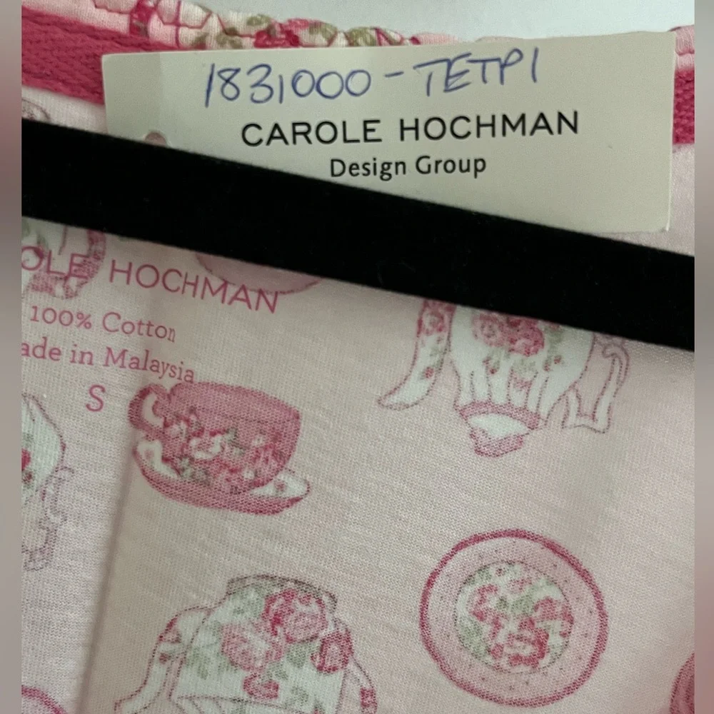 Midnight by Carole Hochman Pink and Green Tea Print Nightshirt 100 %Cotton - Picture 10 of 11